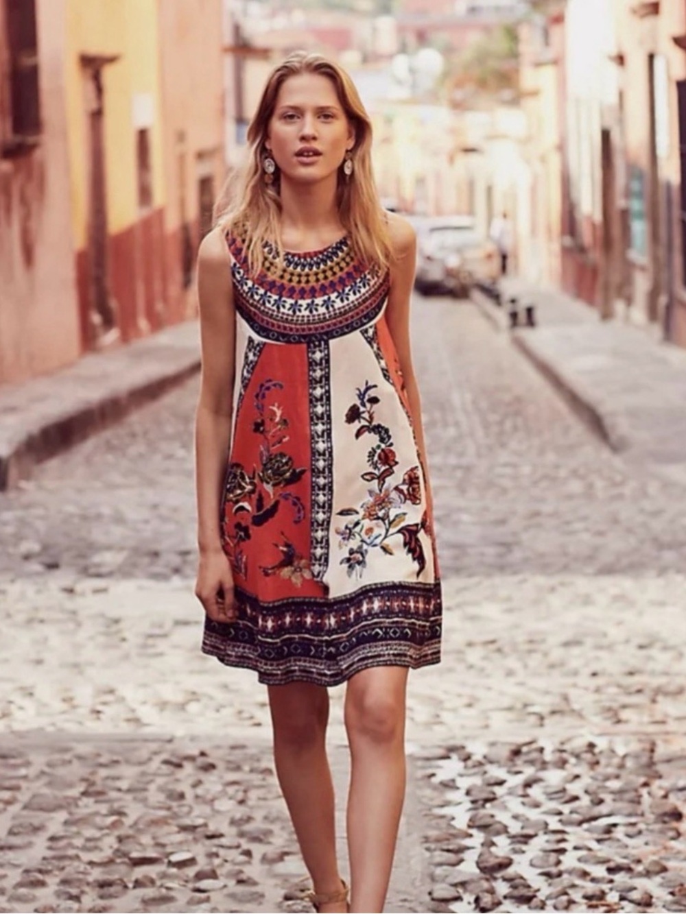 Maeve Multicolor Boho Print Midi Dress